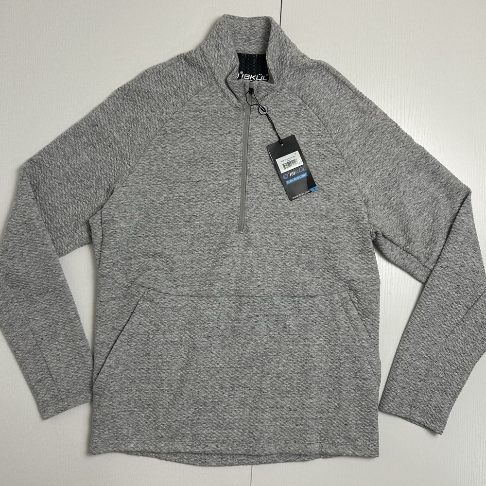 IBKUL Pullover Mens Small Gray 1/4 Zip Lightweight Performance Layer Top Golf